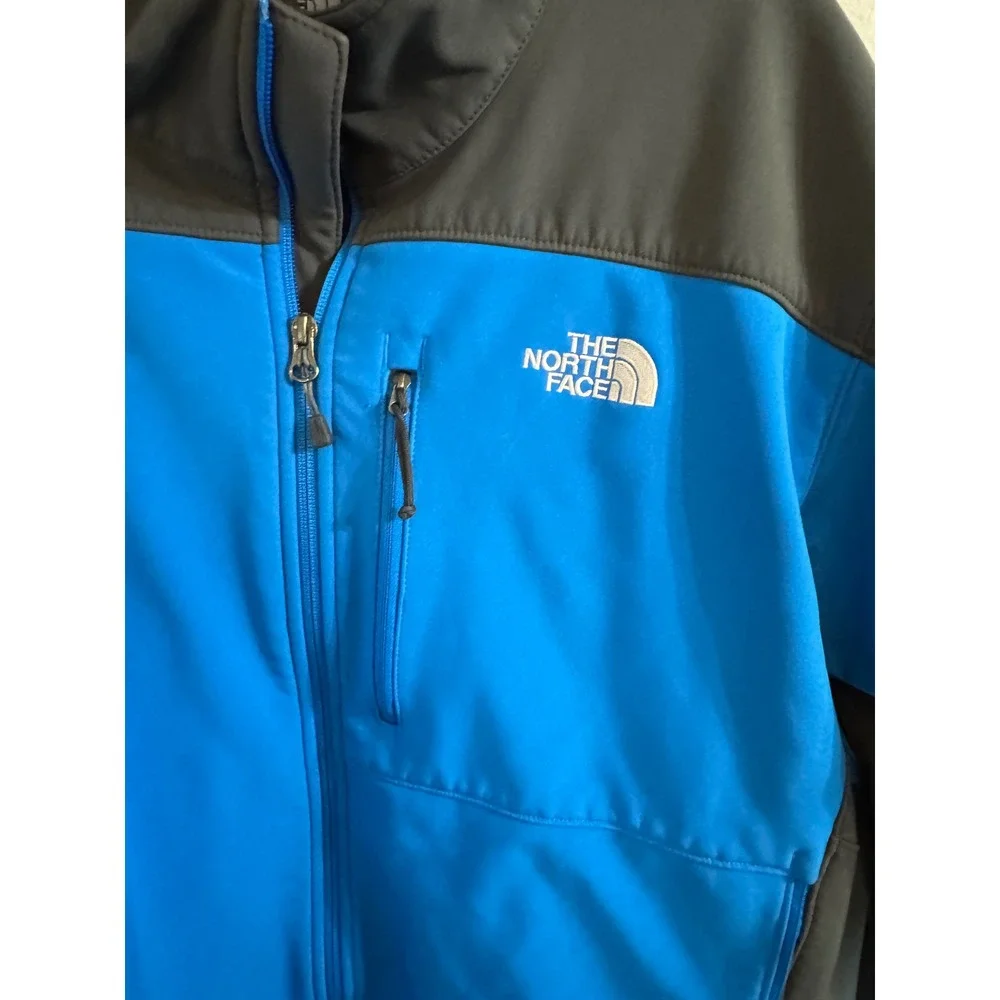 The North Face Apex Bionic Softshell Jacket Mens XL Blue Grey Windproof Full Zip